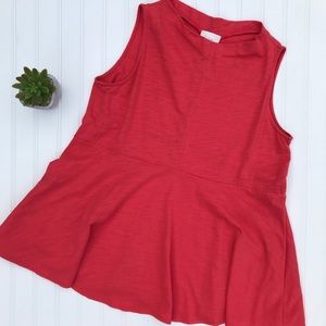 {Deletta} peplum hem slub knit top {E42}